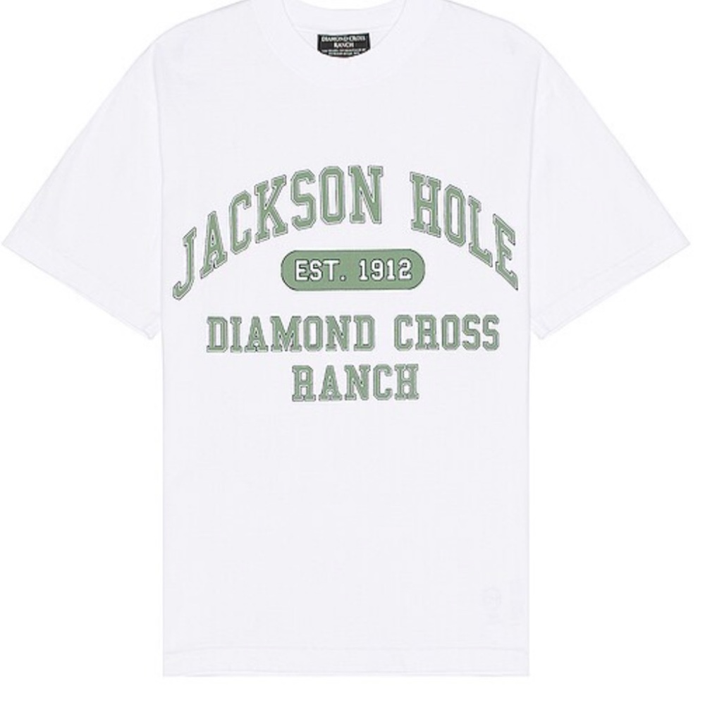 Diamond cross ranch X revolve collab -Jackson hole collegiate vintage tee white